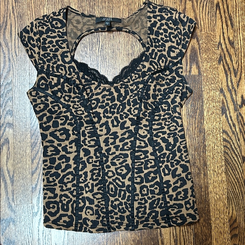 Guess Leopard Print Lace Bustier